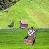 Hectarul - Cos de picnic din rachita naturala impletita pentru 2 persoane, 9 piese, 38x28x18 cm, maro/natur